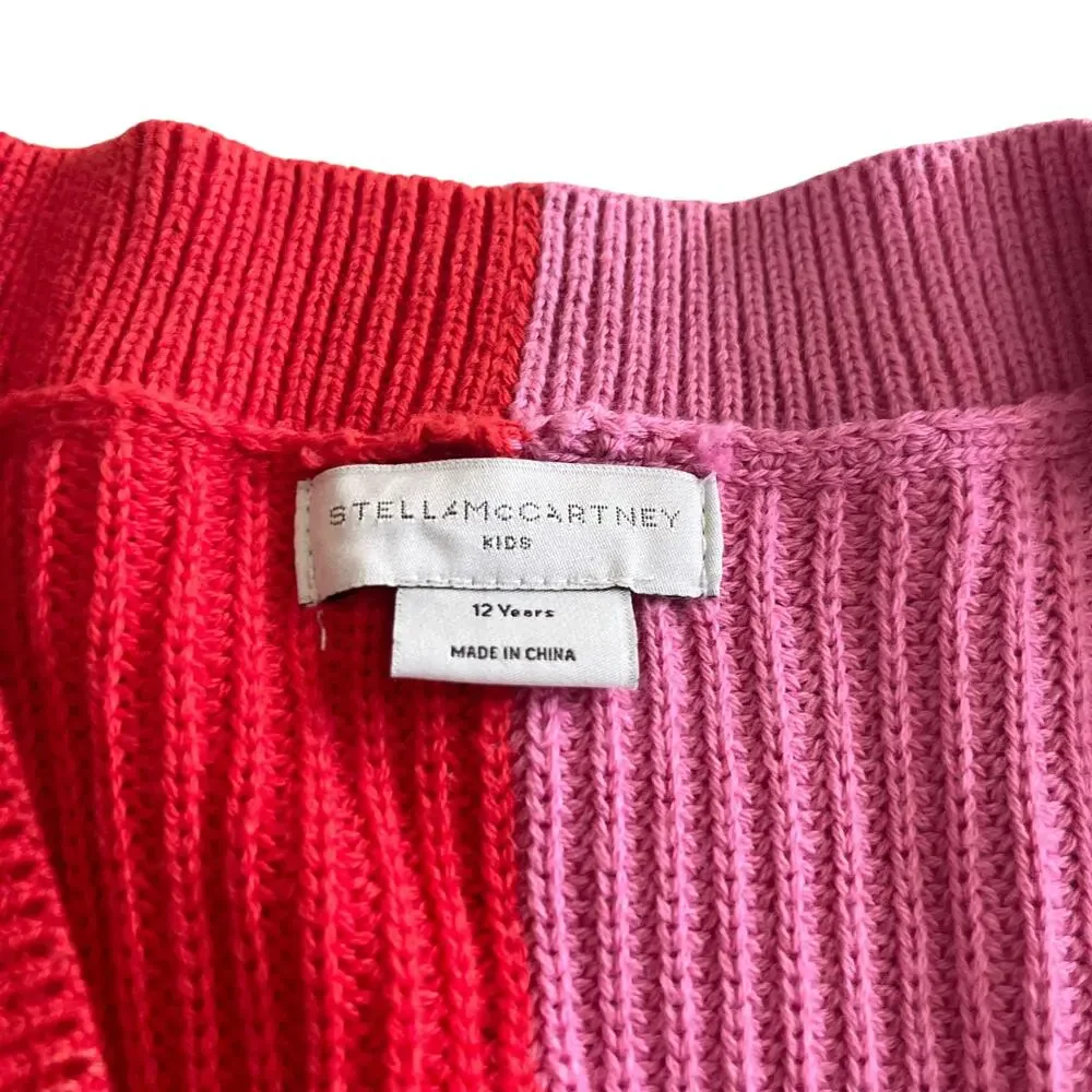 Stella McCartney Kids Cosmic Cardigan Girls Red Pink Designer Rib Knit Size 12